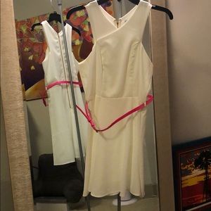Off White Dress With Pink Belt